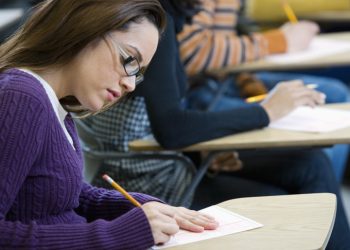College Student Taking a Test